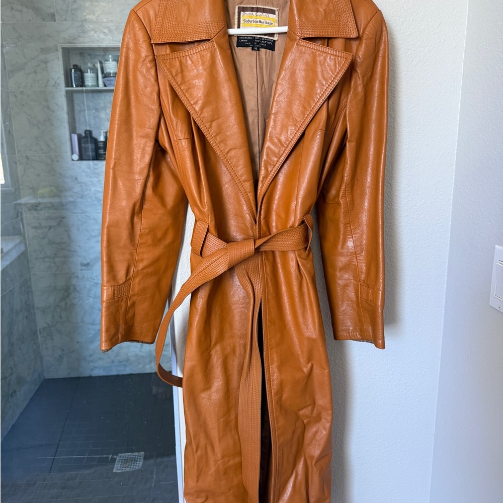 Urban Heritage Tan Trench Coat with Belt and Lapel